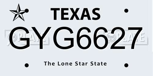 GYG6627 Texas License Plate