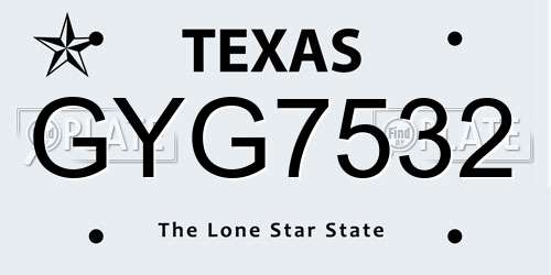 GYG7532 Texas License Plate
