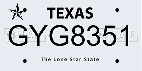 GYG8351 Texas License Plate