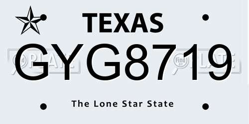 GYG8719 Texas License Plate