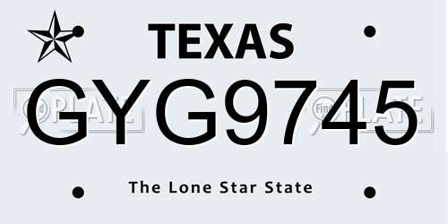 GYG9745 Texas License Plate