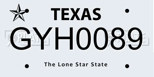 GYH0089 Texas License Plate