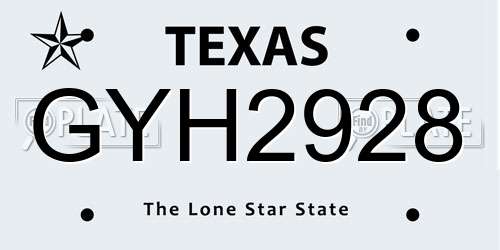 GYH2928 Texas License Plate