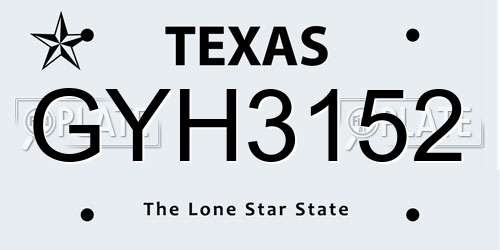 GYH3152 Texas License Plate