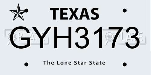 GYH3173 Texas License Plate