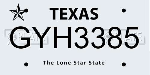 GYH3385 Texas License Plate