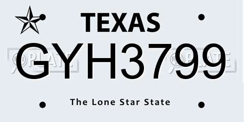 GYH3799 Texas License Plate