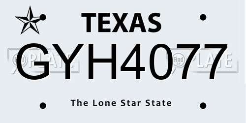 GYH4077 Texas License Plate