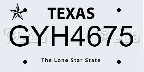 GYH4675 Texas License Plate