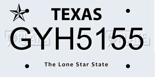 GYH5155 Texas License Plate