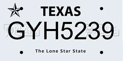 GYH5239 Texas License Plate
