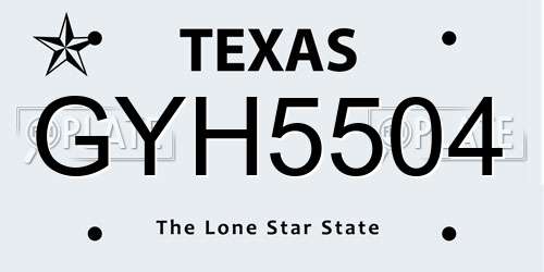 GYH5504 Texas License Plate