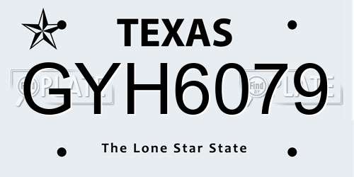 GYH6079 Texas License Plate