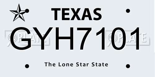 GYH7101 Texas License Plate