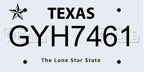 GYH7461 Texas License Plate