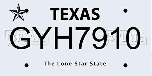 GYH7910 Texas License Plate