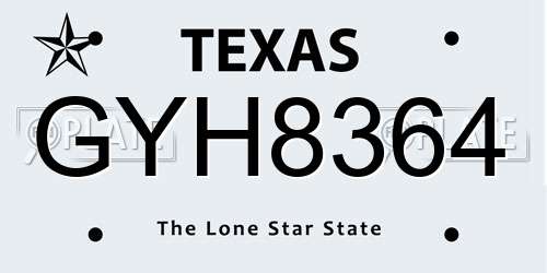 GYH8364 Texas License Plate