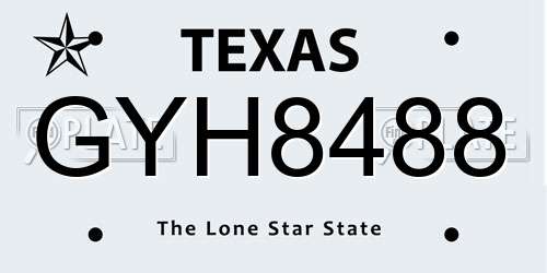 GYH8488 Texas License Plate