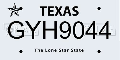 GYH9044 Texas License Plate
