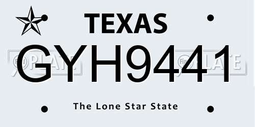 GYH9441 Texas License Plate