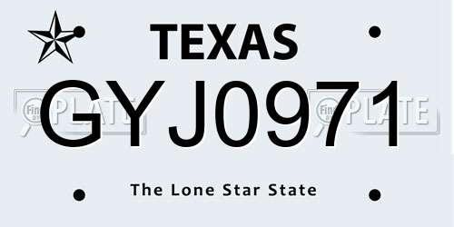 GYJ0971 Texas License Plate