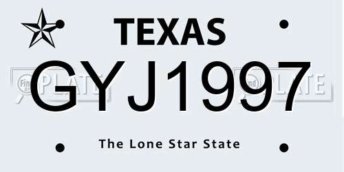GYJ1997 Texas License Plate