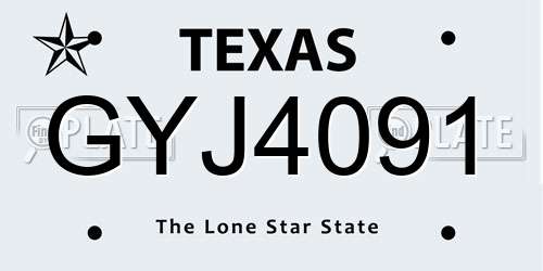 GYJ4091 Texas License Plate