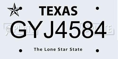 GYJ4584 Texas License Plate