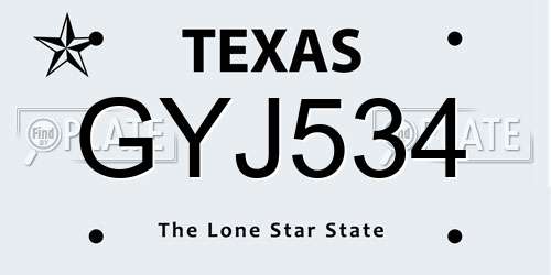 GYJ534 Texas License Plate