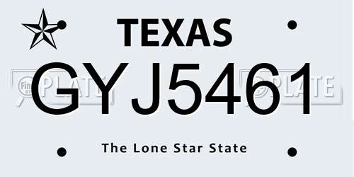 GYJ5461 Texas License Plate