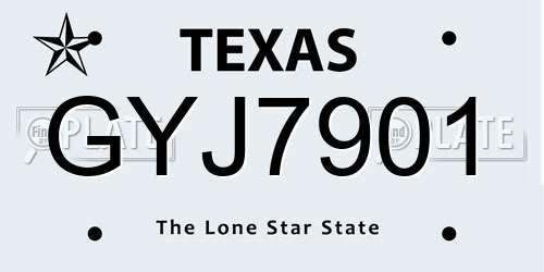 GYJ7901 Texas License Plate