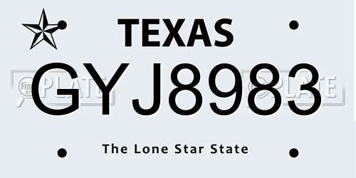 GYJ8983 Texas License Plate