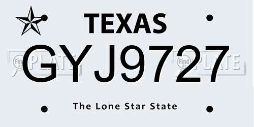 GYJ9727 Texas License Plate
