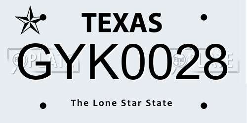 GYK0028 Texas License Plate