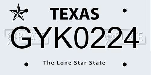 GYK0224 Texas License Plate