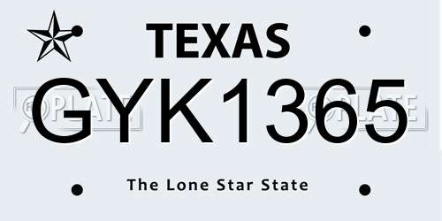 GYK1365 Texas License Plate
