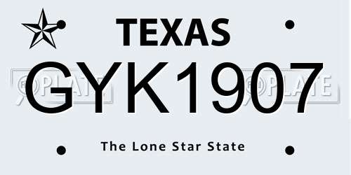 GYK1907 Texas License Plate
