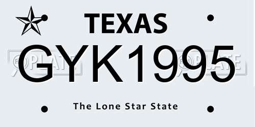 GYK1995 Texas License Plate