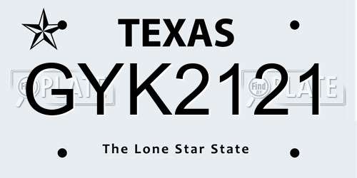 GYK2121 Texas License Plate