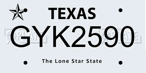 GYK2590 Texas License Plate
