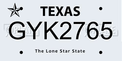 GYK2765 Texas License Plate