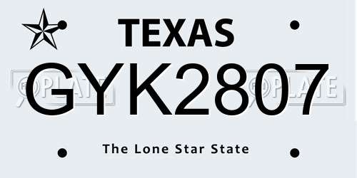 GYK2807 Texas License Plate