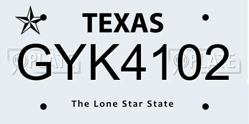 GYK4102 Texas License Plate