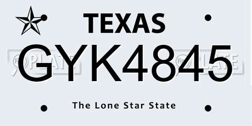 GYK4845 Texas License Plate