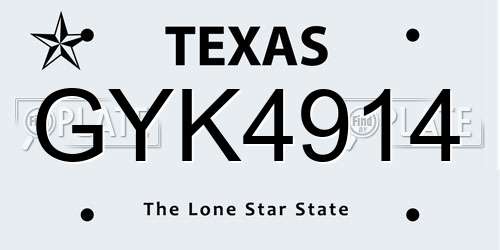 GYK4914 Texas License Plate