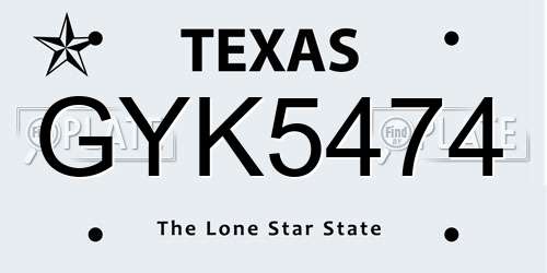 GYK5474 Texas License Plate
