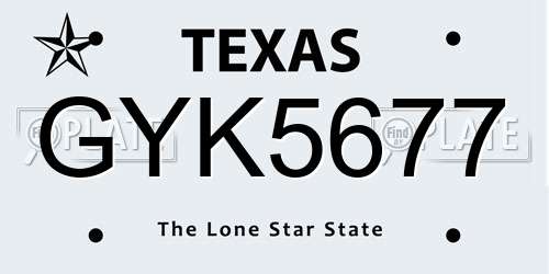 GYK5677 Texas License Plate