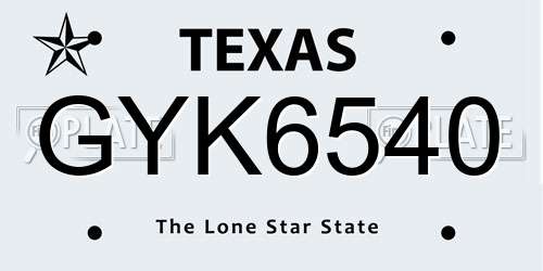 GYK6540 Texas License Plate