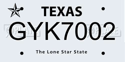 GYK7002 Texas License Plate