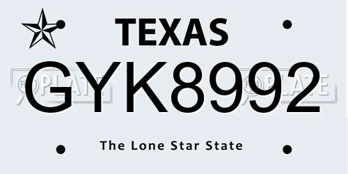 GYK8992 Texas License Plate
